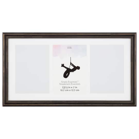 12 Pack: 3 Opening Black Distressed 5&#x22; x 7&#x22; Collage Frame, Simply Essentials&#x2122; by Studio D&#xE9;cor&#xAE;